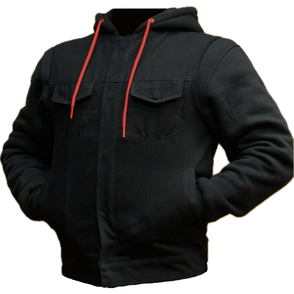 Eagle Leather Deal Breaker black Kevlar zip up hoodie with lightweight twill motorcycle vest