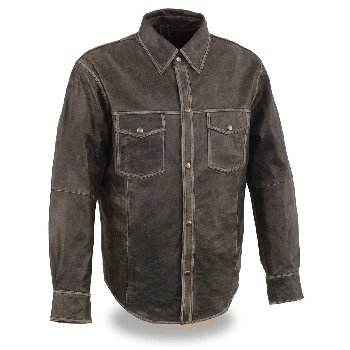 Men's Lightweight Leather Shirt: Brand : Milwaukee Leather 
Group : SHIRTS  
Status : REGULAR 
Classification : MEN LEATHER S