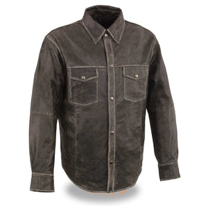 Men's Lightweight Leather Shirt: Brand : Milwaukee Leather 
Group : SHIRTS  
Status : REGULAR 
Classification : MEN LEATHER S