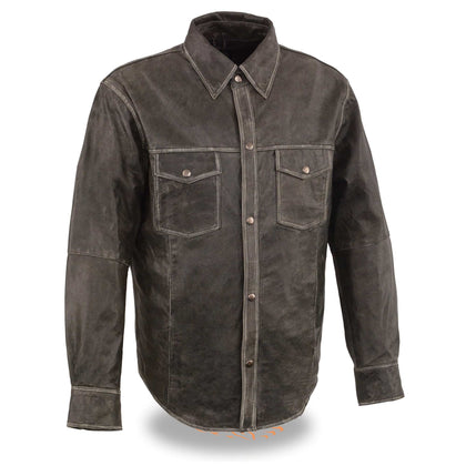 Men's Lightweight Leather Shirt: Brand : Milwaukee Leather 
Group : SHIRTS  
Status : REGULAR 
Classification : MEN LEATHER S