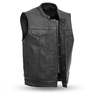 Men's Sharp Shooter Vest: Features:

Club style w/ covered snaps and cropped center zipper
Two buttoned chest pockets and two