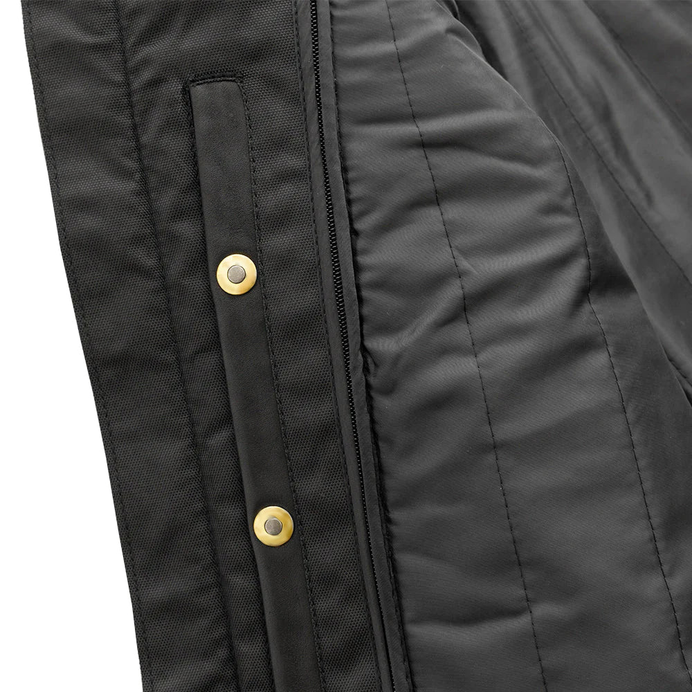 Interior of the Eagle Leather Top Performer jacket showing the inside snaps for the zip-out thermal liner