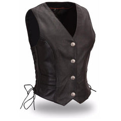 Eagle Native Lacy Ladies Vest: Women Lacy Leather Motorcycle Vest is a fine and elegant designed vest made of Soft milled cow