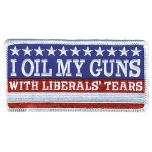 I Oil My Guns Patch: 4 inches x 2 inch
Heat sealed backing, recommend to sew on leather