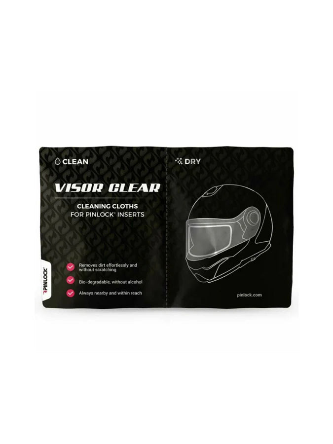 Pinlock Visor Cleaner Wipe - packaged wet and dry visor cleaning cloths