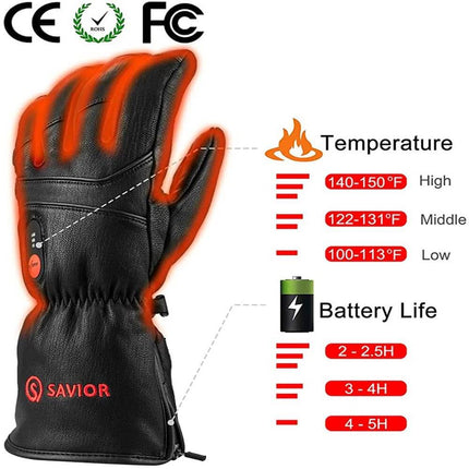 Savior Winter Heated Leather Gloves 7.4v