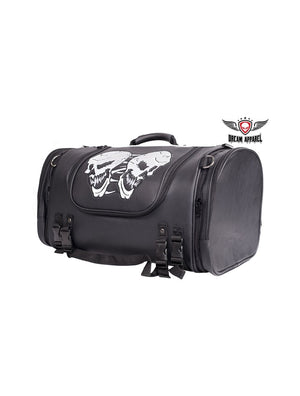 PVC Small SissyBar Trunk Bag With Skull: Dimensions: 17" x 12" x 10
