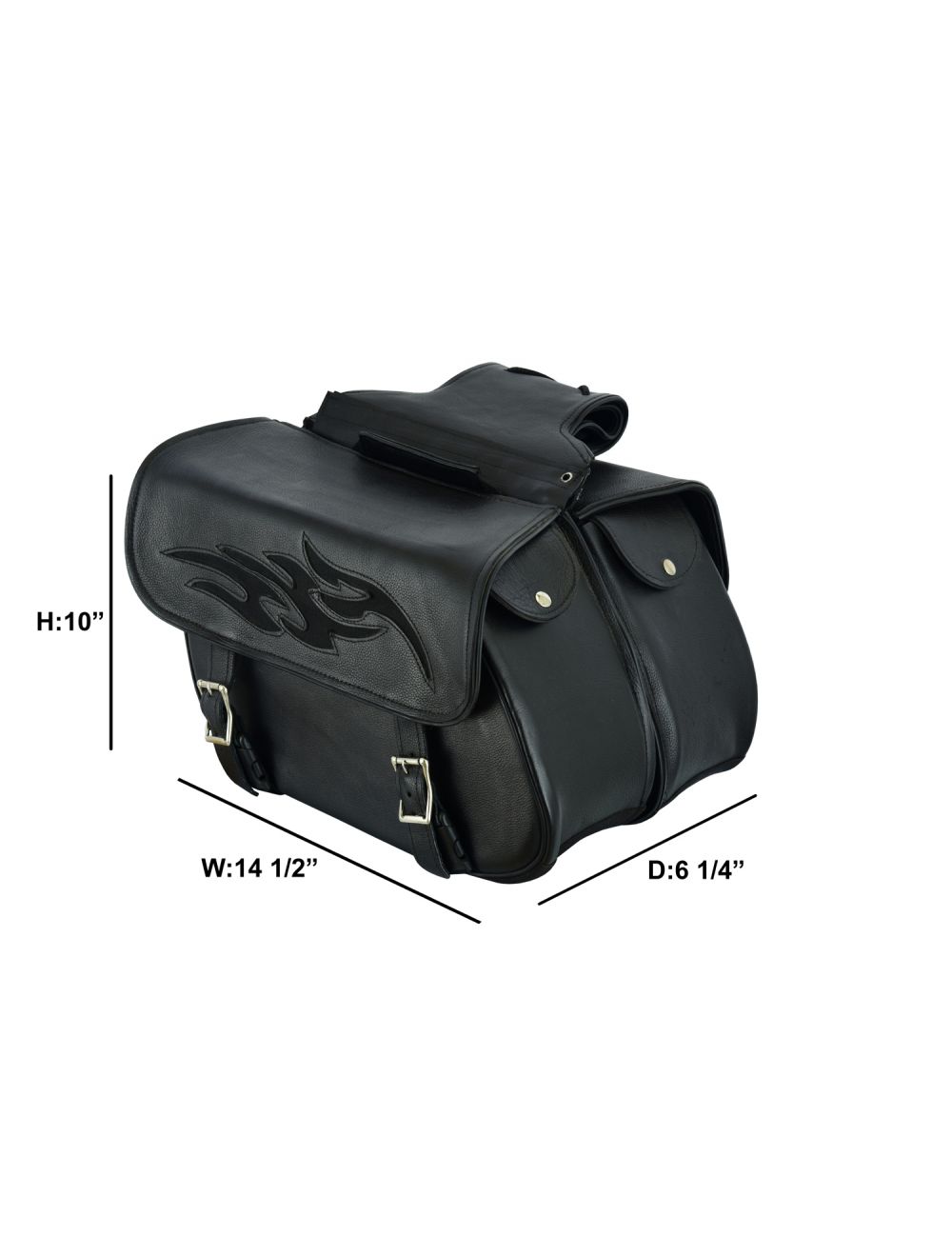 Premium Leather Saddlebags With Flames