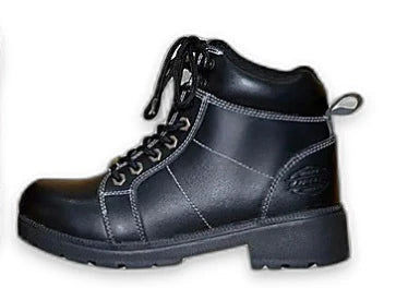 Women's black riding boot with white contrast stitching