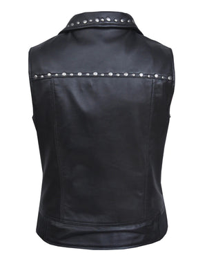 Ladies Venus Vest W/Studs: Features:

Ladies Venus Vest With Studs
Ladies Premium Leather Vest
Satin Silver lining
Antique si