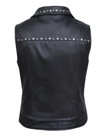 Ladies Venus Vest W/Studs: Features:

Ladies Venus Vest With Studs
Ladies Premium Leather Vest
Satin Silver lining
Antique si