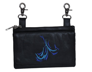 Clip Bag W/2 Tone Blue Design: Elevate your riding gear with the Ladies Leather Clip-On Bag from Unik, meticulously crafted f