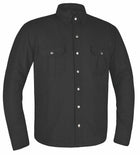 Men's Armored Denim Shirt: This Style by Unik Riding Gear redefines comfort and functionality with its black and white flanne