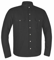 Men's Armored Denim Shirt: This Style by Unik Riding Gear redefines comfort and functionality with its black and white flanne