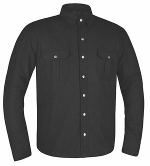 Men's Armored Denim Shirt: This Style by Unik Riding Gear redefines comfort and functionality with its black and white flanne