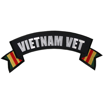 Vietnam Vet embroidered rocker patch with ribbon detailing and heat-sealed backing