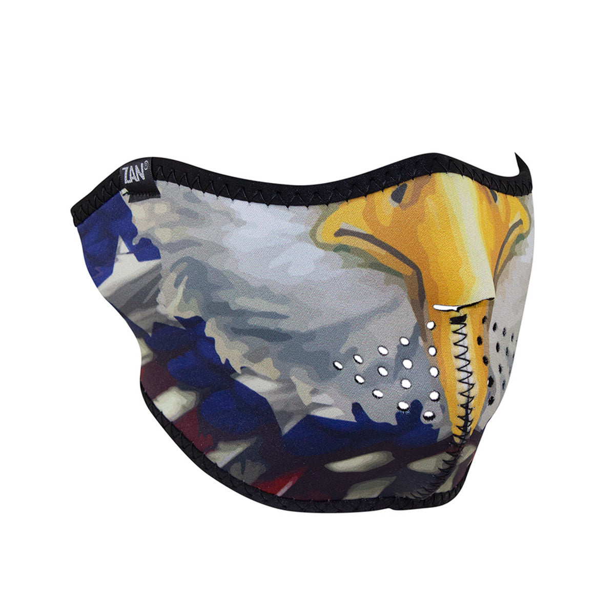 Neoprene Half Mask Eagle: The ZANHeadgear® Neoprene Half Face Mask features full coverage of the nose, chin, and cheeks with 