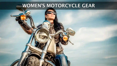 Women's Motorcycle Gear Collection. A woman sitting on a motorcycle. Eagle Leather