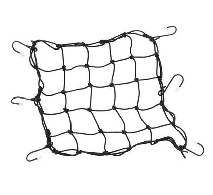 Stretch Cargo Net: This 13" x 13" multihook cargo net features metal hooks with rubber tips
