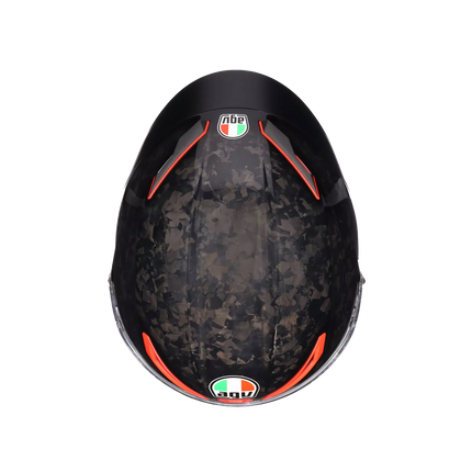 AGV Pista GP RR Italia Carbonio Forgiato Helmet top view of forged carbon shell and vents