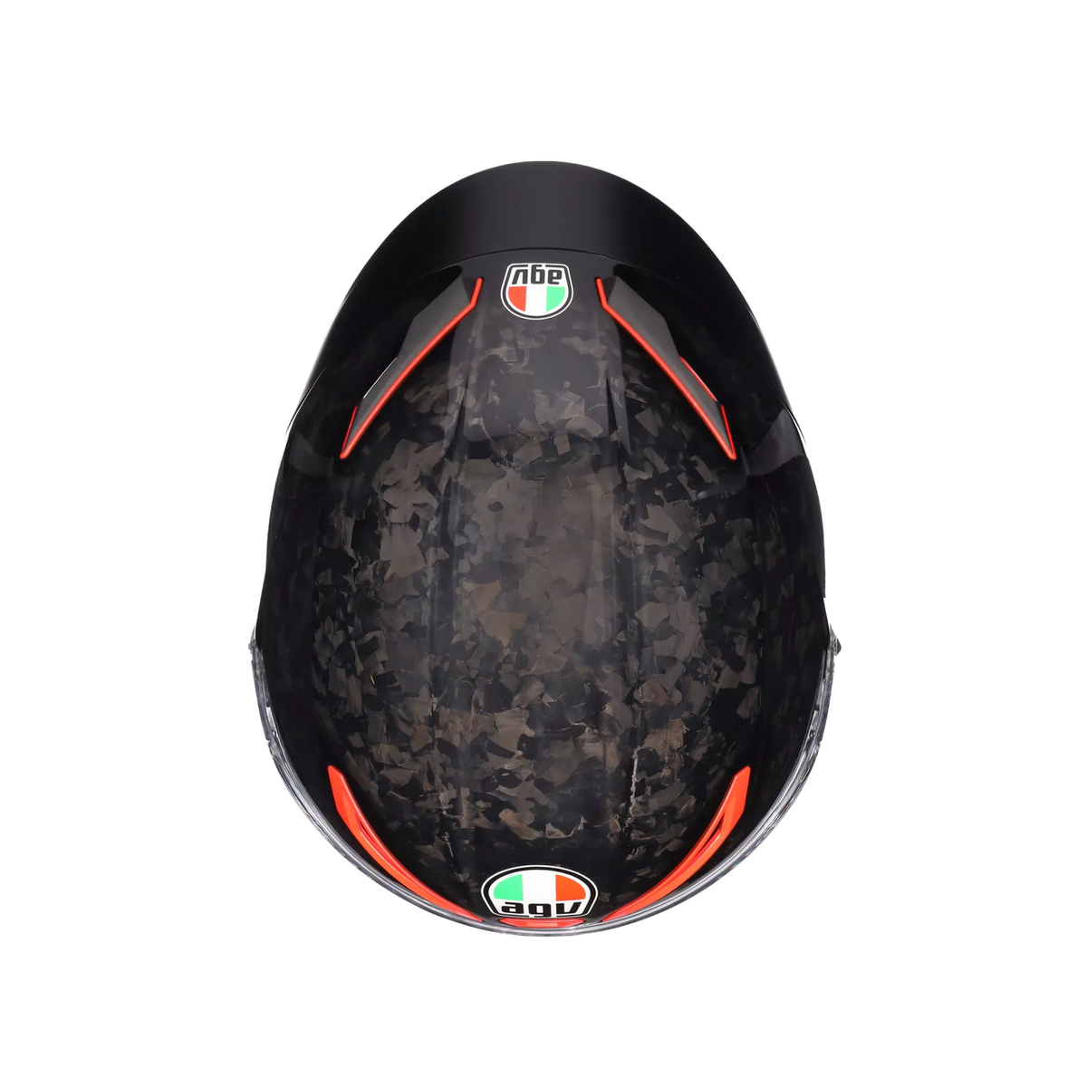 AGV Pista GP RR Italia Carbonio Forgiato Helmet top view of forged carbon shell and vents