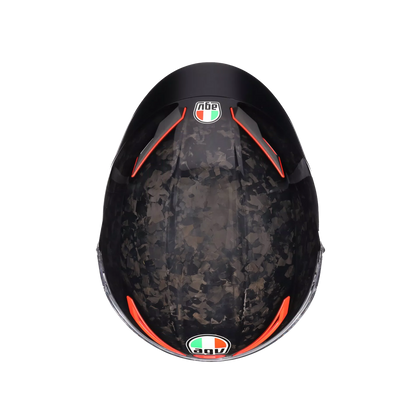 AGV Pista GP RR Italia Carbonio Forgiato Helmet top view of forged carbon shell and vents