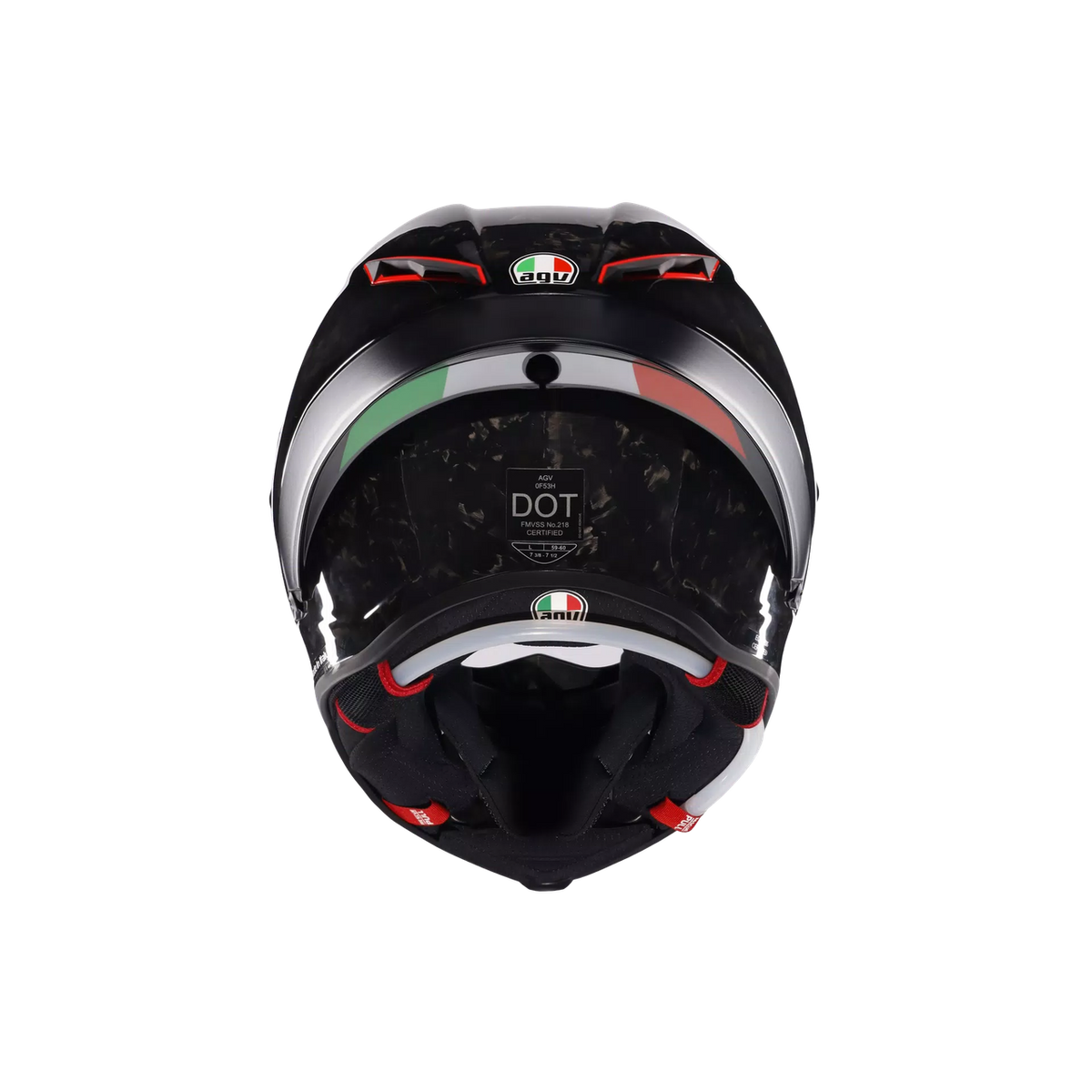 AGV Pista GP RR Italia Carbonio Forgiato Helmet rear view with Italian tricolor detail