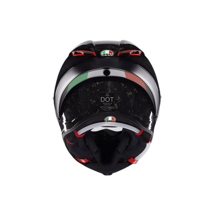 AGV Pista GP RR Italia Carbonio Forgiato Helmet rear view with Italian tricolor detail
