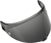 AGV Race 3 Shield in Dark Smoke, angled outer shield view