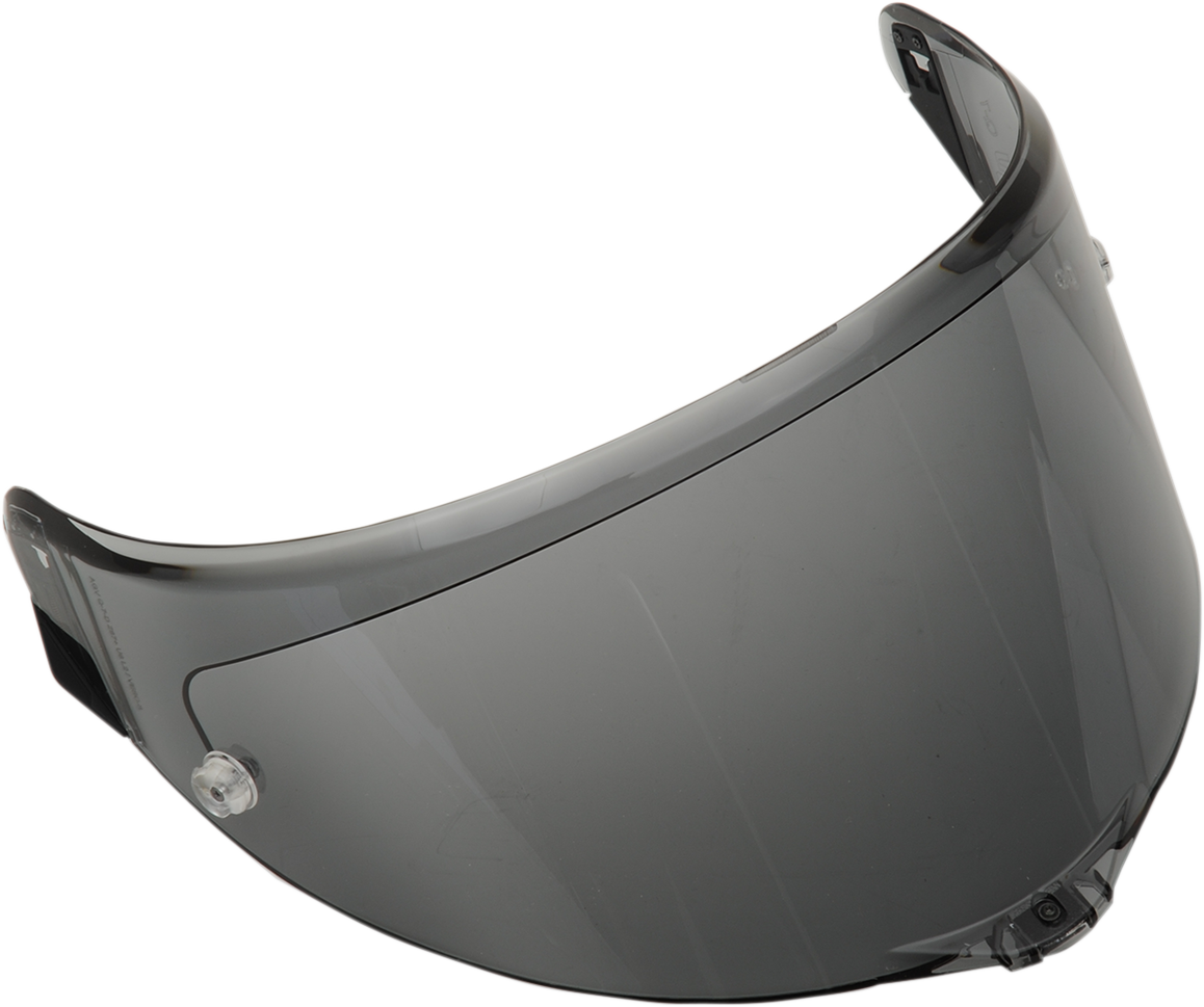 AGV Race 3 Shield in Dark Smoke, angled outer shield view