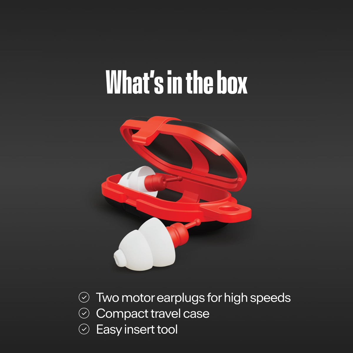 Alpine MotoSafe Sport 2026 earplugs and red travel case