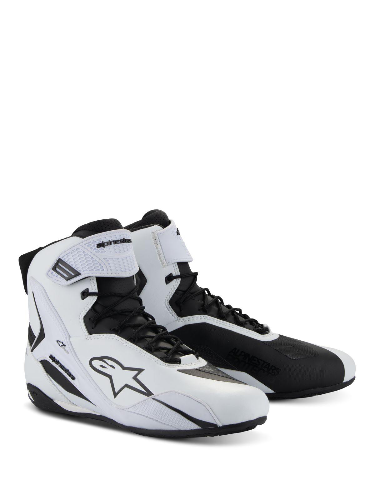 Alpinestars Stella Faster-4 Shoes, White / Black, pair, three-quarter view