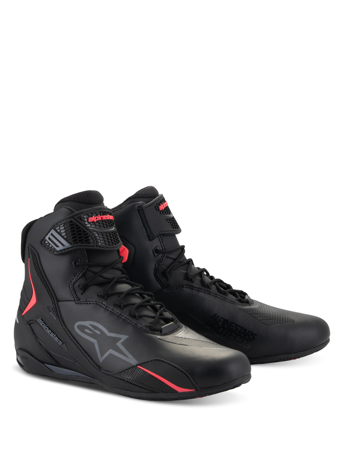 Alpinestars Stella Faster-4 Shoes, Black / Diva Pink, pair, three-quarter view
