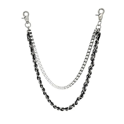 Double Layer Wallet Chain with Skull Weave