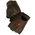 Flame Fingerless Gel Glove: Features:

Embroidered flame design
Made of Aniline Goat Skin
Gel padding on palm
Velcro wrist st
