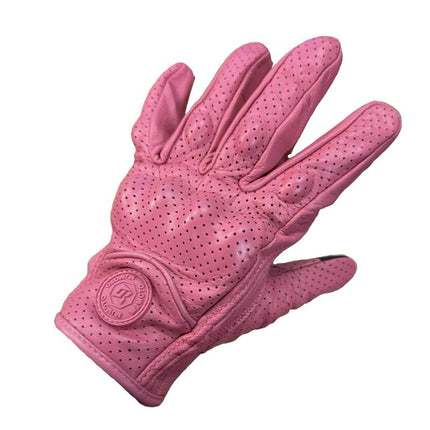 Pink Perforated Goat Gloves