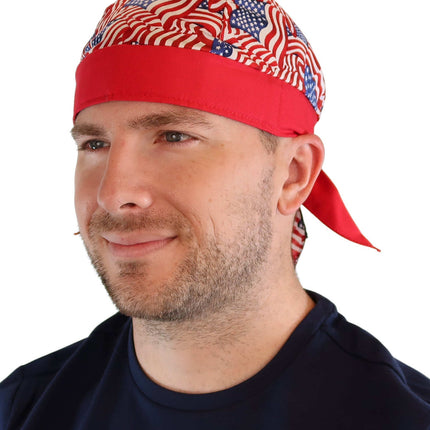 Classic Skull Cap US Flags Red Band