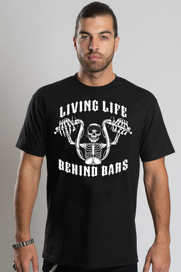 Men's Behind Bars T-Shirt: Front Center Print
Screen Printed
6 oz
100% Pre-Shrunk Cotton
