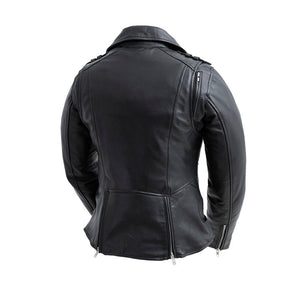 Women's Bloom Leather Jacket: Love a tough looking jacket with a little flair? This soft sheepskin jacket is tough enough for