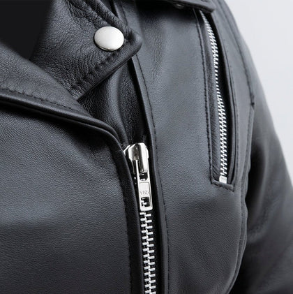 Women's Bloom Leather Jacket: Love a tough looking jacket with a little flair? This soft sheepskin jacket is tough enough for