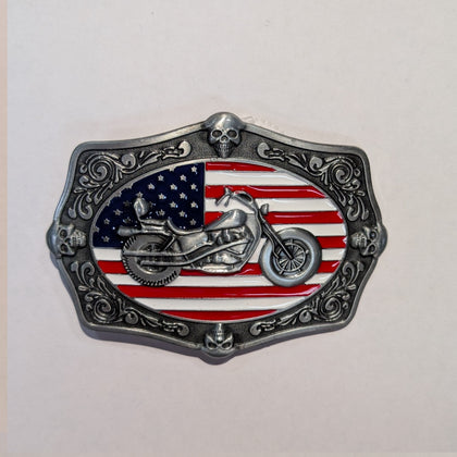 Belt Buckle - Flag Motorcycle: Celebrate American culture with the iconic design of this belt buckle! With a classic beauty t