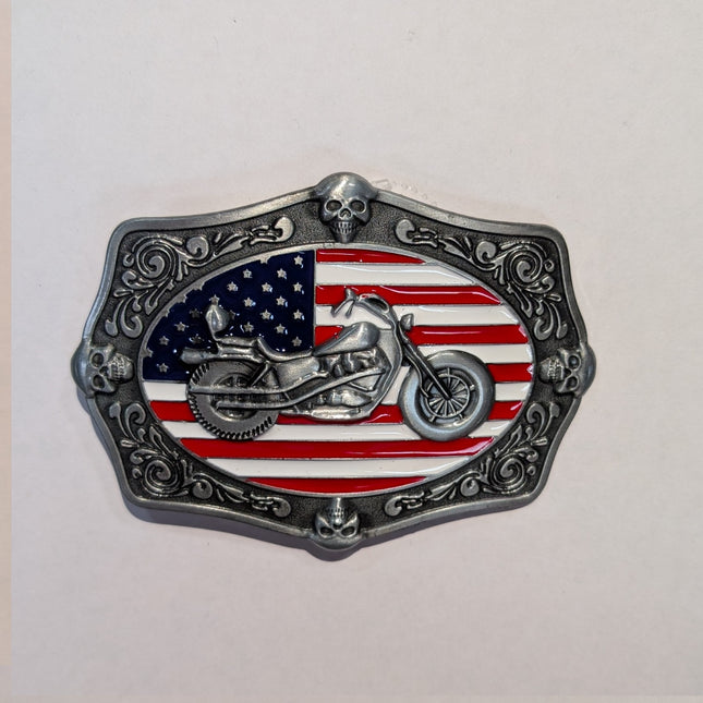 Belt Buckle - Flag Motorcycle