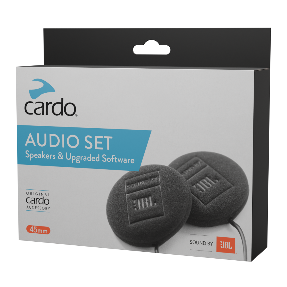 Cardo JBL 45mm audio set retail packaging