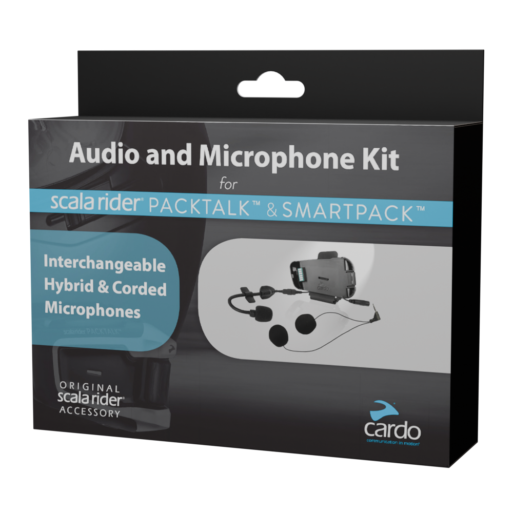 Cardo Packtalk Bold and Packtalk Black second helmet audio and microphone kit packaging