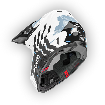 Cardo VENTURE off-road helmet rear three-quarter view