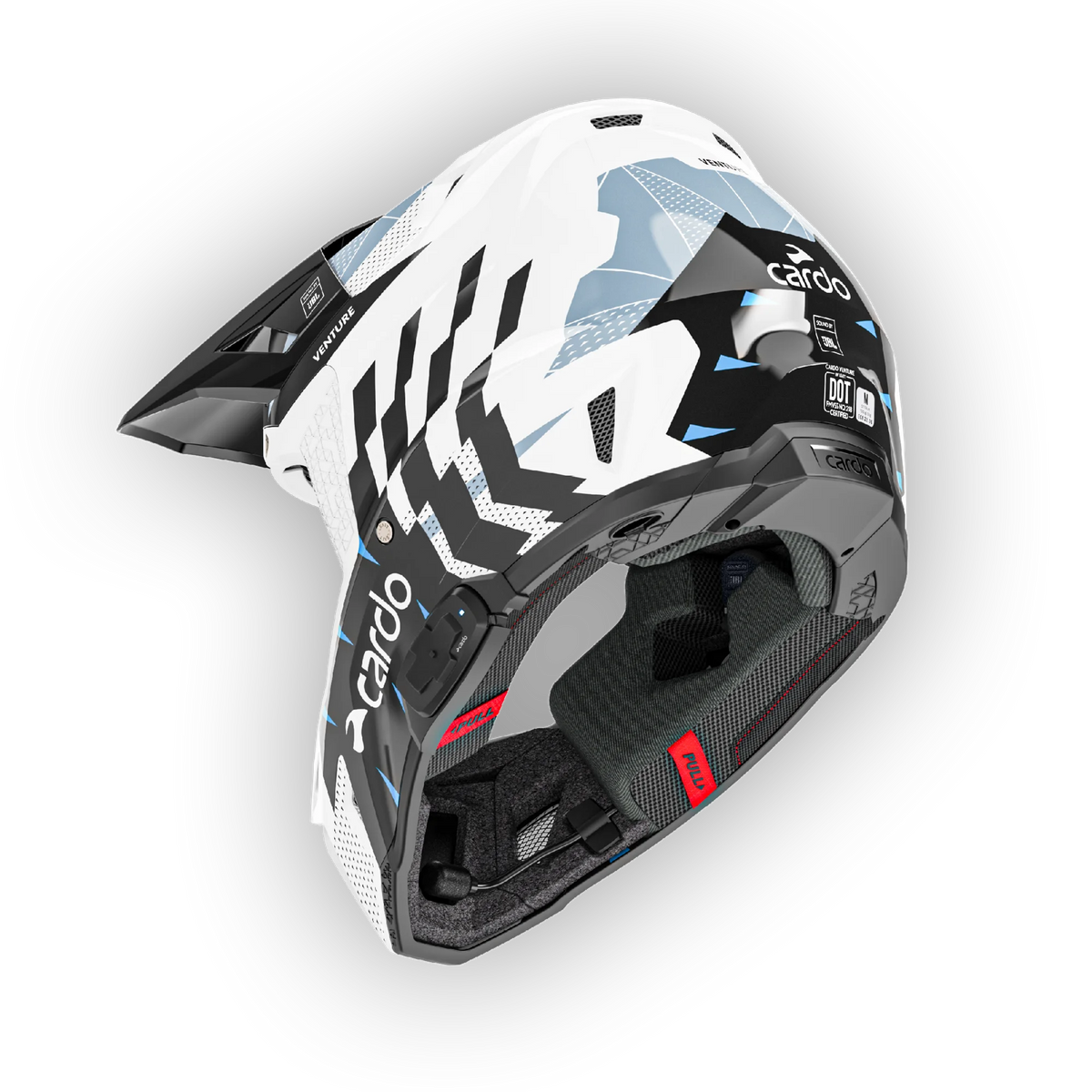 Cardo VENTURE off-road helmet rear three-quarter view