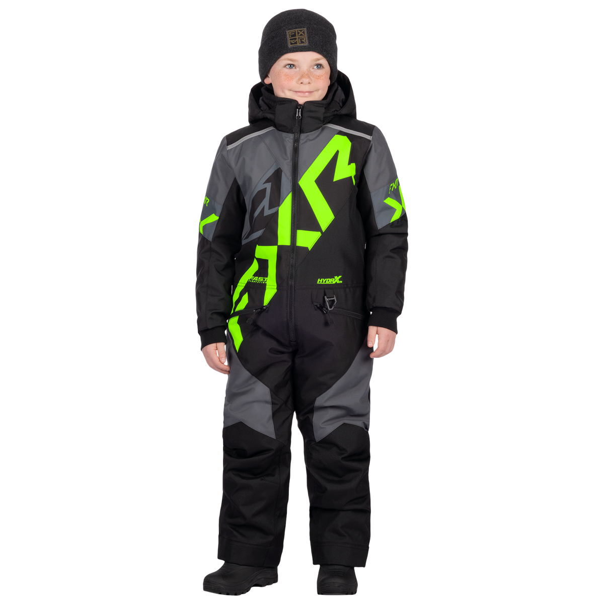 FXR Child Cold Cross CX Monosuit Black/Charcoal/Lime