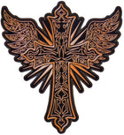 Christian Cross and wings embroidered back patch