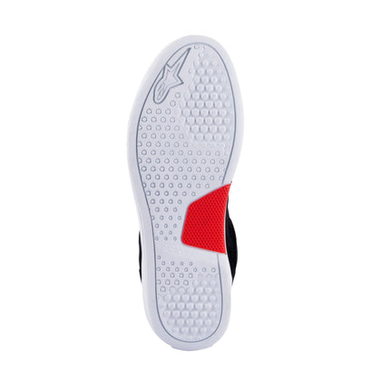Alpinestars Chrome Riding Shoe in Black and White, rubber cup sole detail