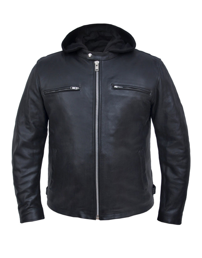 UNIK Cowhide Hooded Leather Jacket